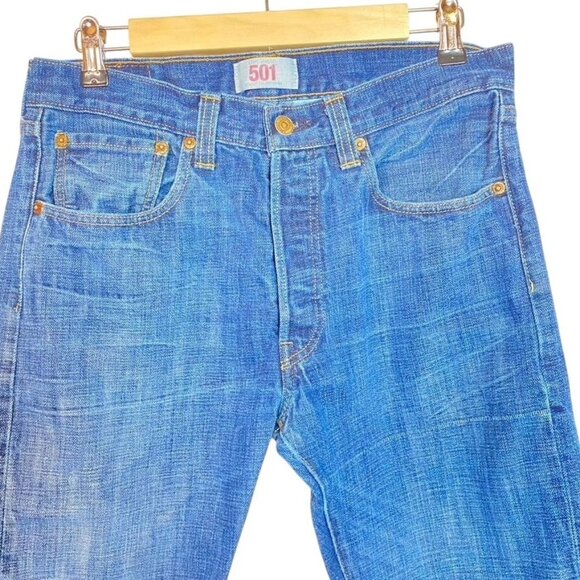 Vintage Levis 501 Mens Blue Denim Button-Fly Straight Leg Jeans WPL 523 - Picture 2 of 7